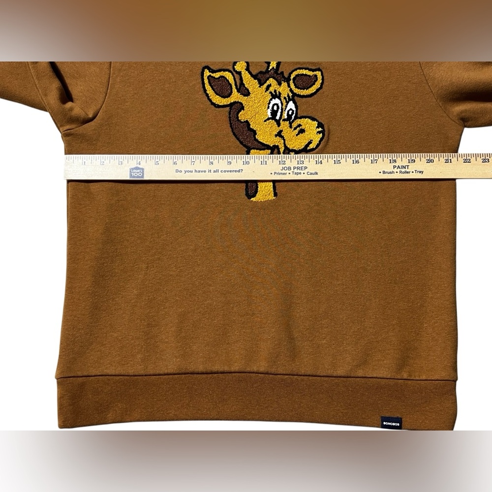 Bonobos Geoffrey Giraffe Sweatshirt Crewneck men’s medium Brown "Toys R Us Kid" - Picture 5 of 12